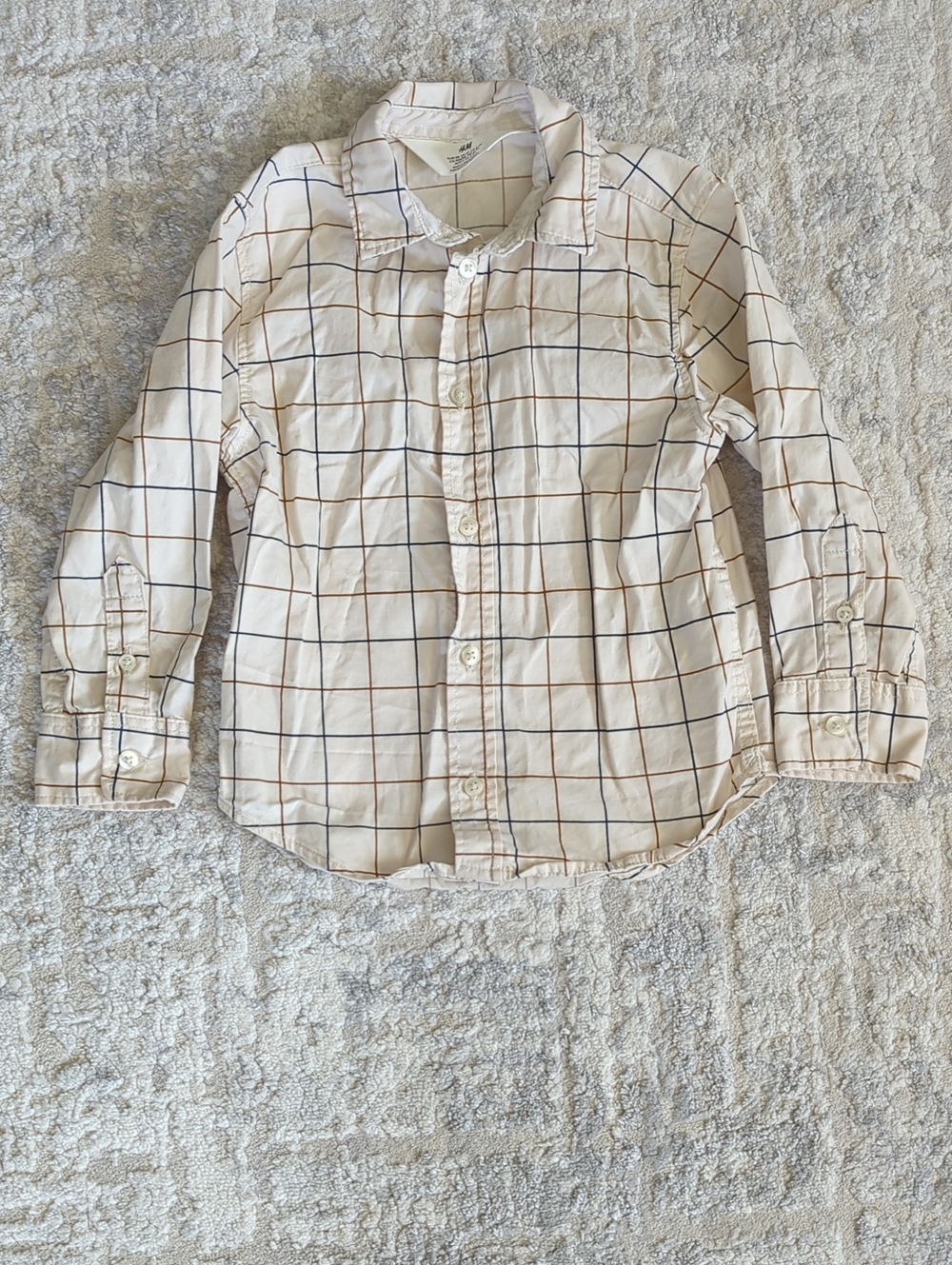 H&M Long-Sleeve Windowpane Button-Up Shirt Size 3T
